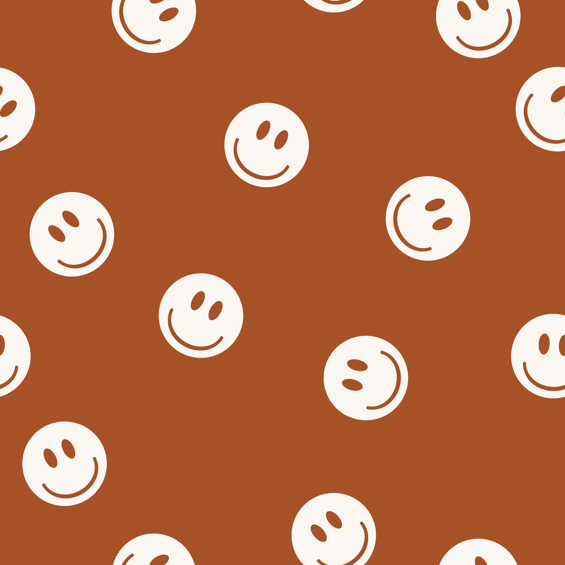 Rust background with wihte smiley faces
